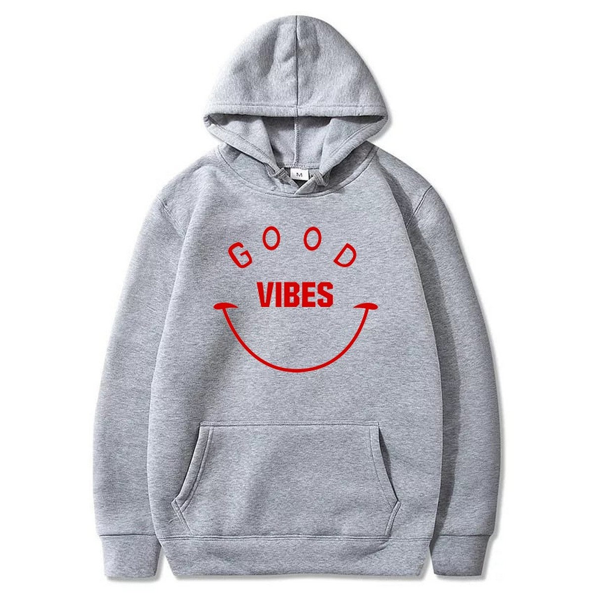 Good Vibes Printed Fleece Full Sleeves Pull Over Hoodie For Men And Women - DENIMS - Hoodie & Sweatshirt - 