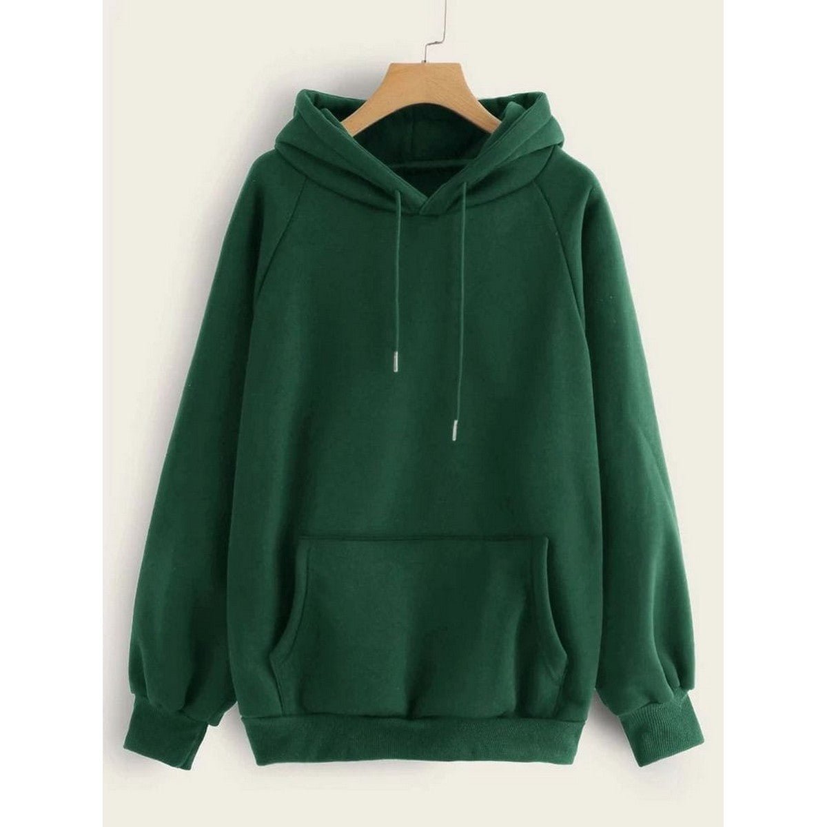 Green Fleece Full Sleeves Pull Over Hoodie - DENIMS - Hoodies & Sweatshirts - 