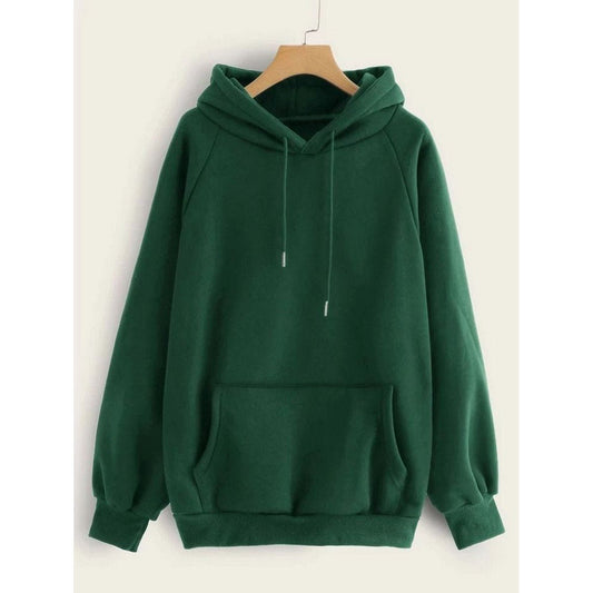 Green Fleece Full Sleeves Pull Over Hoodie - DENIMS - Hoodies & Sweatshirts - 