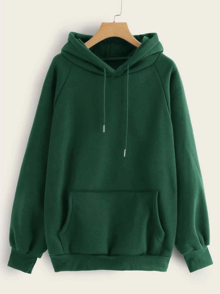 Green Fleece Full Sleeves Pull Over Hoodie - DENIMS - Hoodies & Sweatshirts - 