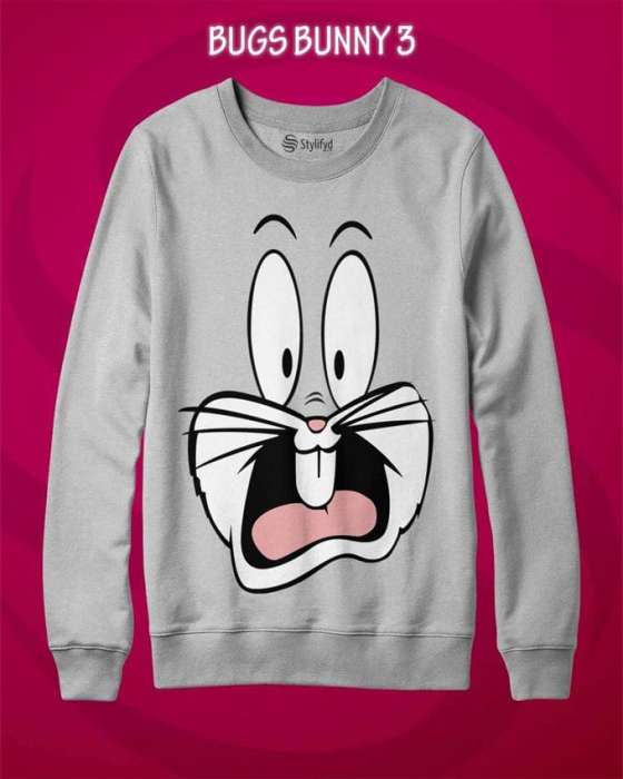 Grey Bugs BUnny Print Sweat Shirt for womens - DENIMS - Hoodies & Sweatshirts - 