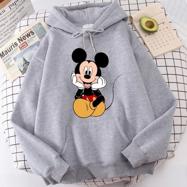 Grey Cartoon Printed Winter Hoodie for Men - DENIMS - Hoodie & Sweatshirt - 