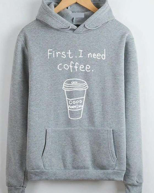 GREY COFFEE HOODIE FOR womens - DENIMS - Hoodies & Sweatshirts - 
