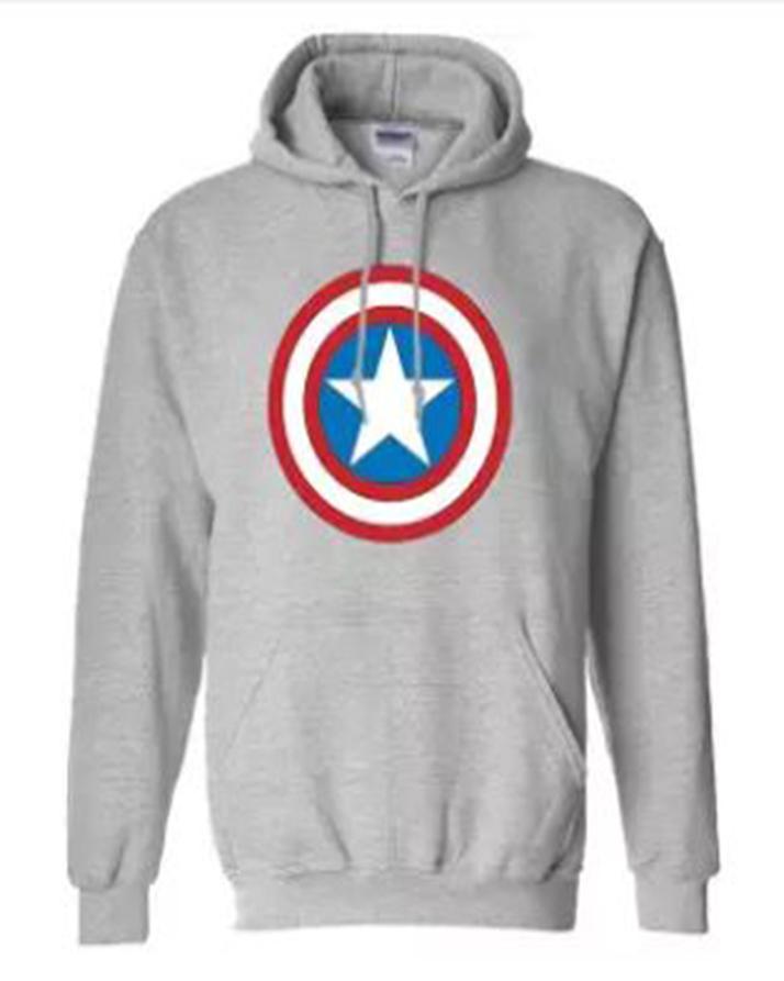 Grey Cotton Printed Captain America Hoodie For Men - DENIMS - Hoodie & Sweatshirt - 