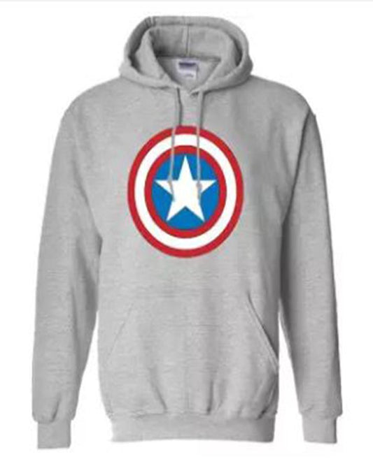 Grey Cotton Printed Captain America Hoodie For Men - DENIMS - Hoodie & Sweatshirt - 