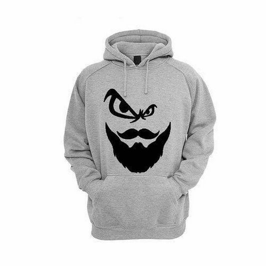 Grey Fleece Angry Beard Printed Hoodie for Men - Grey - DENIMS - Hoodie & Sweatshirt - 