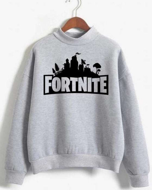 GREY FORTNITE Sweatshirt Sweat Shirt O Neck Full Sleeves Casual Tshirt FOR WOMEN - DENIMS - Hoodies & Sweatshirts - 