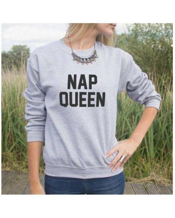 Grey Nap Queen sweat shirt For and Women - DENIMS - Hoodies & Sweatshirts - 