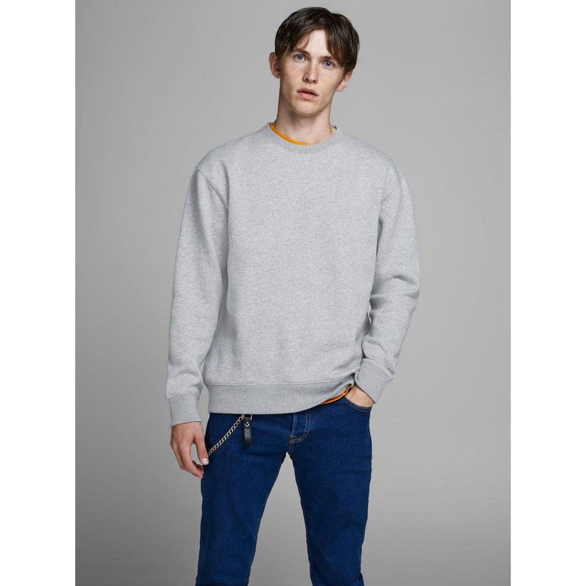 Grey Plain Fleece Full Sleeves Pull Over Sweatshirt For Men & Women - DENIMS - Hoodie & Sweatshirt - 
