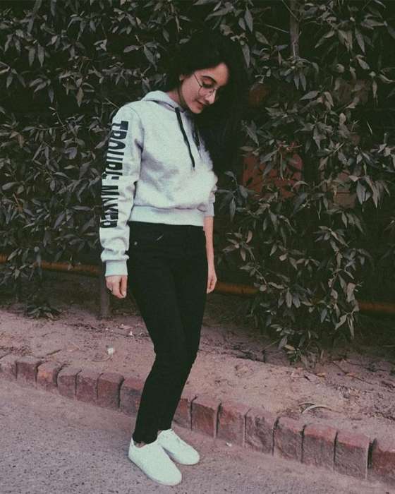 GREY TROUBLE MAKER HOODIE FOR WOMEN - DENIMS - Hoodies & Sweatshirts - 