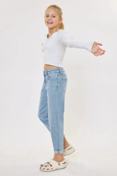 Halo Mid Rise Mini Mom Kid Jeans - DENIMS - Girls Jeans - 