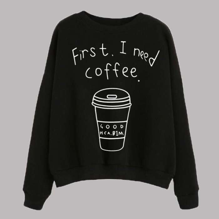 Har Maal First I Need Coffee Sweatshirt - DENIMS - Hoodies & Sweatshirts - 
