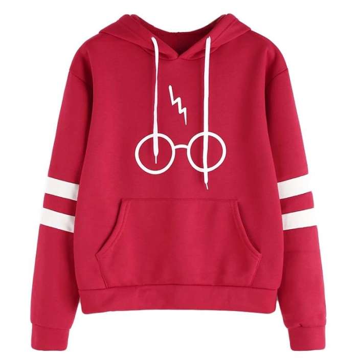 Harry Potter Double Strap Sleeve Printed Hoodie For Women - DENIMS - Hoodies & Sweatshirts - 