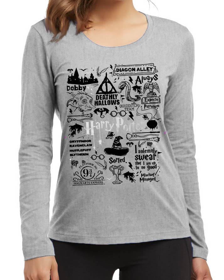 Harry Potter New Fashion Grey Excellent Quality High Graphic Full T - Shirt - DENIMS - Tops & T - Shirts - 