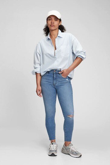 HB High Waisted Rip Knee Universal Jegging - DENIMS - Jeggings & Leggings - 