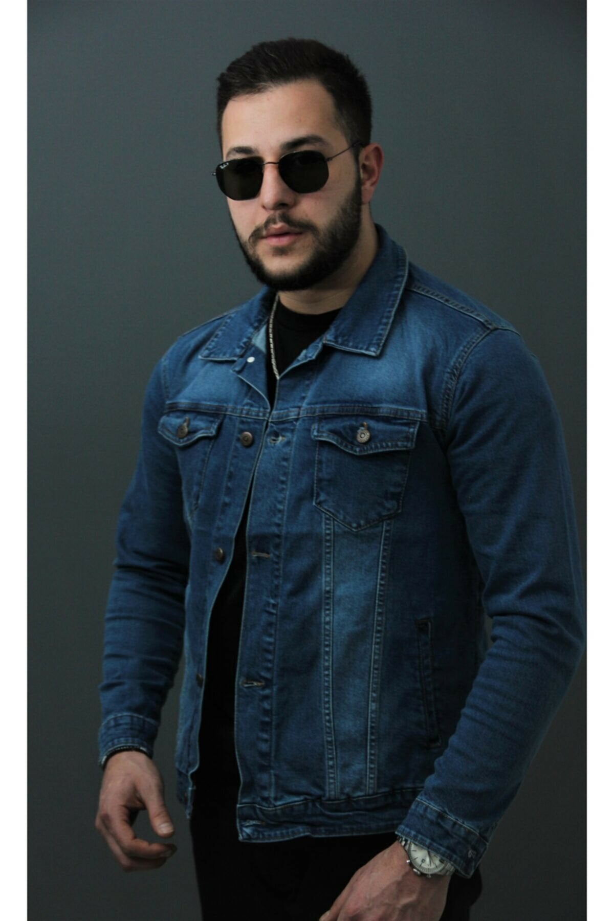 HB Mens Denim Jacket Stretchable Fine Lycra - DENIMS - Denim Jacket - 
