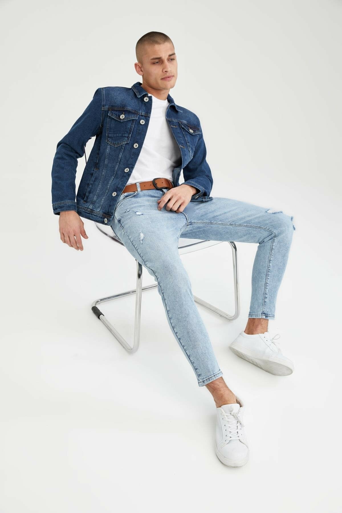 HB Mens Denim Jacket Stretchable Fine Lycra - DENIMS - Denim Jacket - 