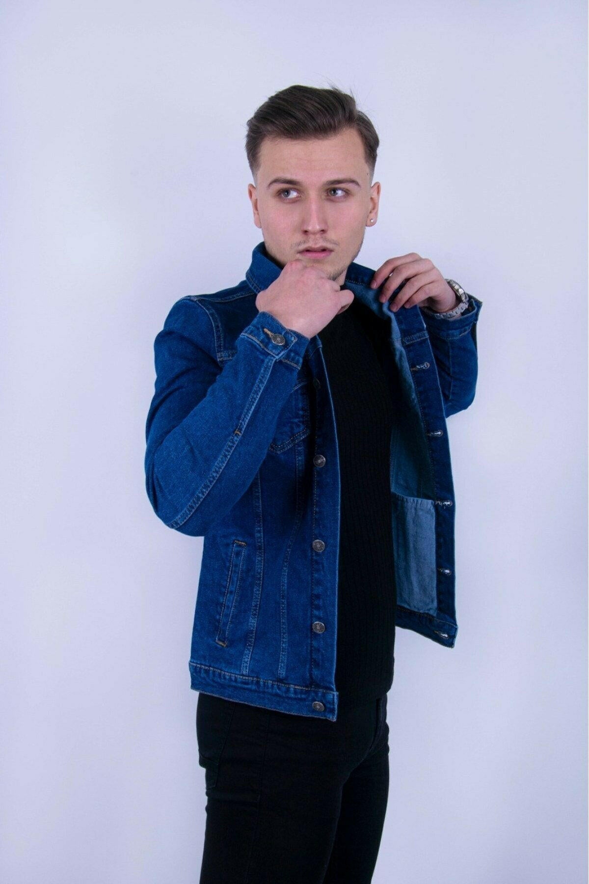 HB Mens Denim Jacket Stretchable Fine Lycra - DENIMS - Denim Jacket - 