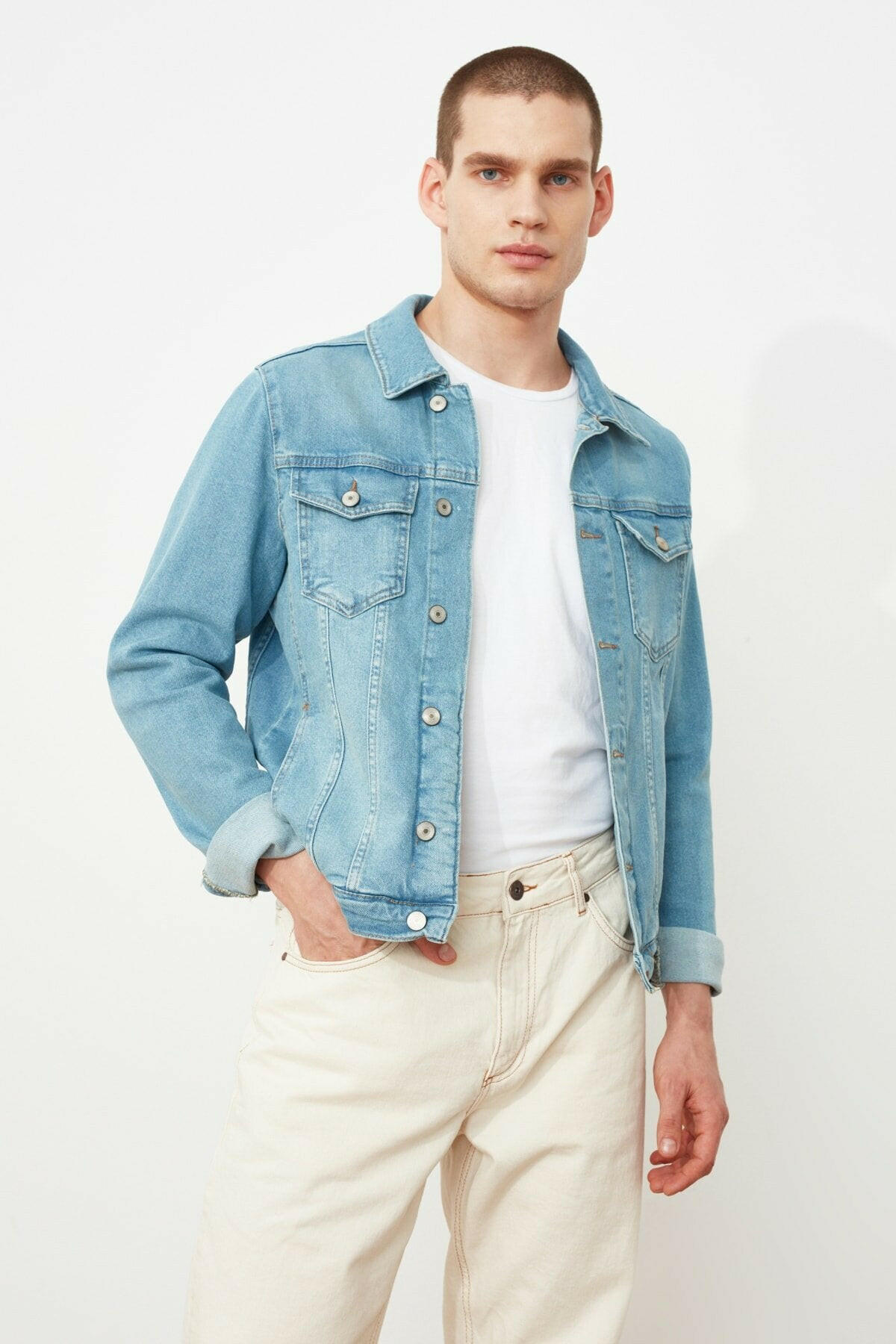 HB Mens Denim Jacket Stretchable Fine Lycra - DENIMS - Denim Jacket - 