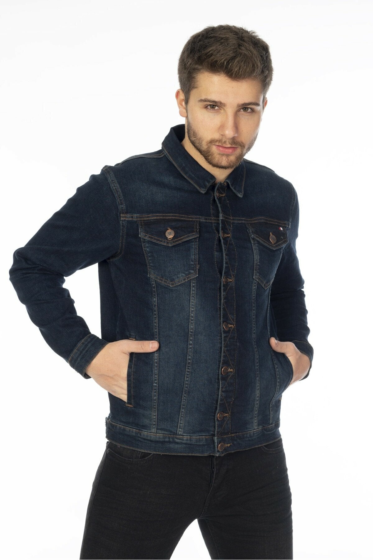 HB Mens Denim Jacket Stretchable Fine Lycra - DENIMS - Denim Jacket - 