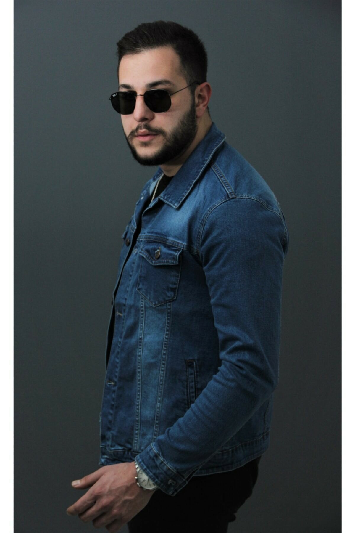 HB Mens Denim Jacket Stretchable Fine Lycra - DENIMS - Denim Jacket - 