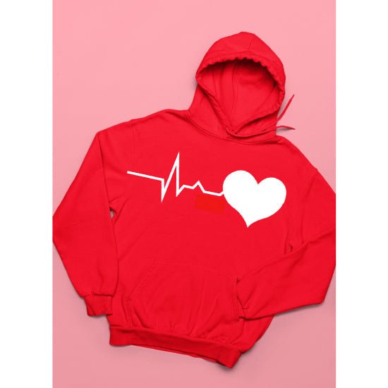 Heart Beat Printed Fleece Full Sleeves Pull Over Hoodie For Men And Women - DENIMS - Hoodies & Sweatshirts - 