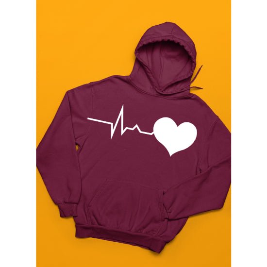 Heart Beat Printed Fleece Full Sleeves Pull Over Hoodie For Men And Women - DENIMS - Hoodies & Sweatshirts - 