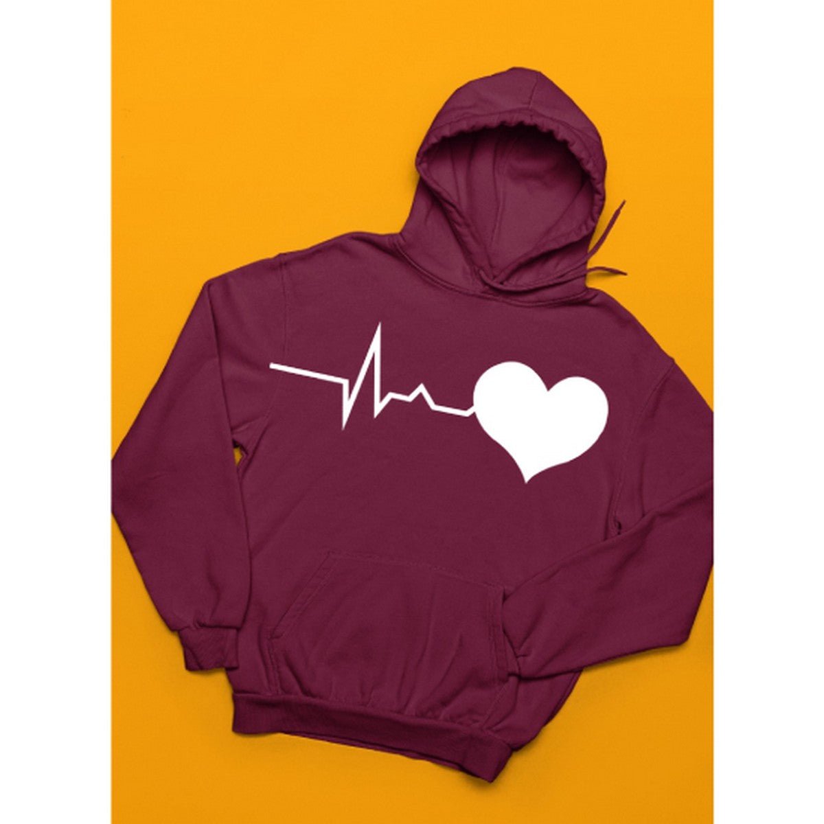 Heart Beat Printed Fleece Full Sleeves Pull Over Hoodie For Men And Women - DENIMS - Hoodies & Sweatshirts - 