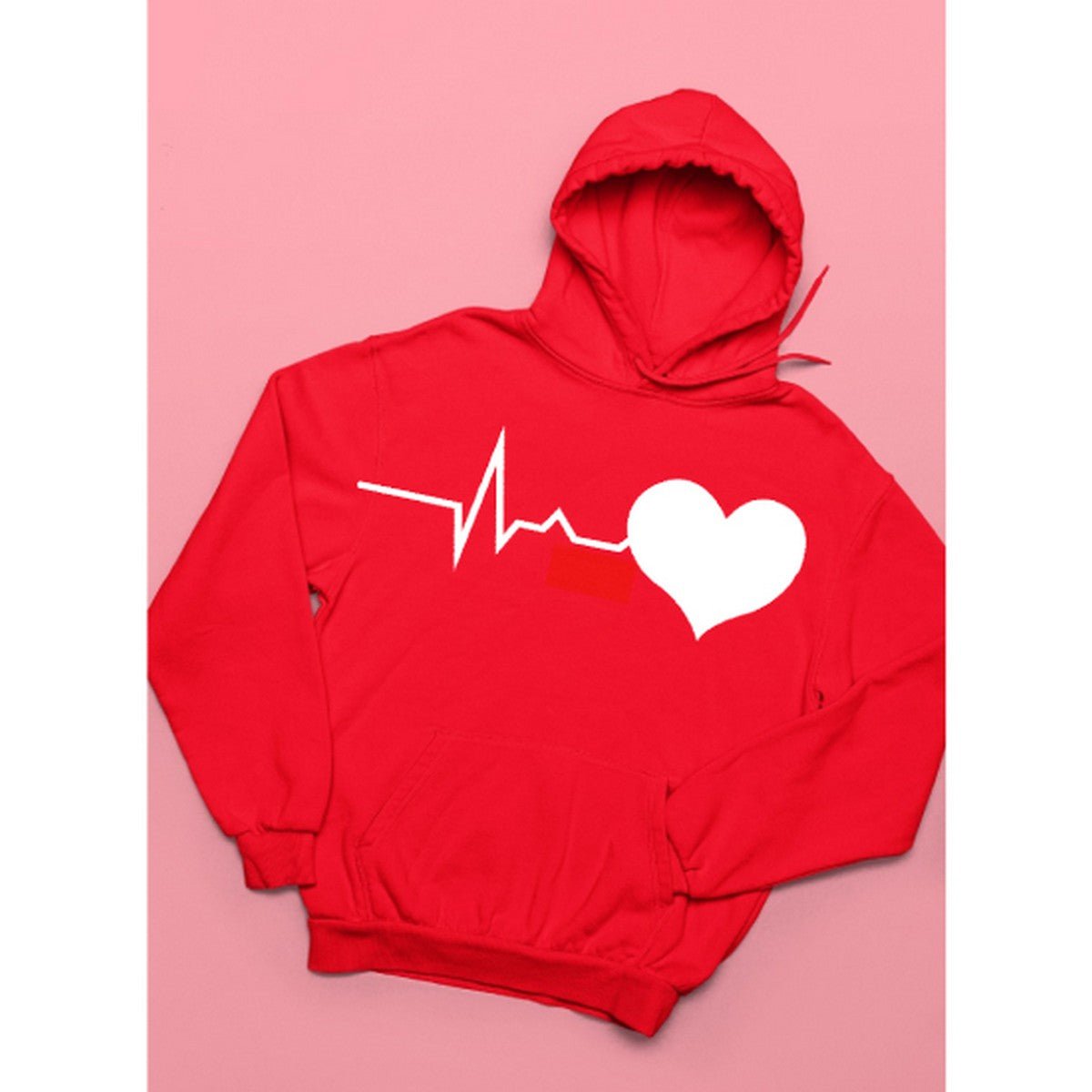 Heart Beat Printed Fleece Full Sleeves Pull Over Hoodie For Men And Women - DENIMS - Hoodies & Sweatshirts - 