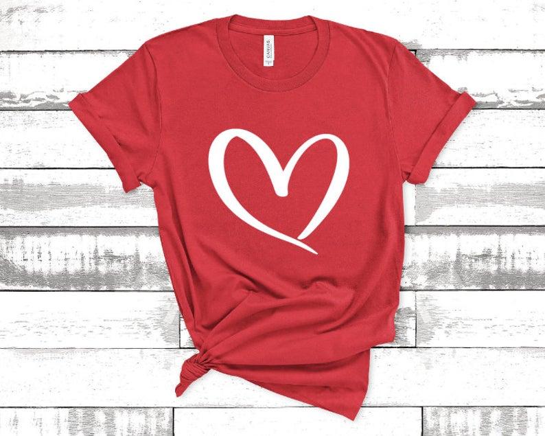 Heart Shirt Valentines Day Love T Shirt - DENIMS - Tops & T - Shirts - 