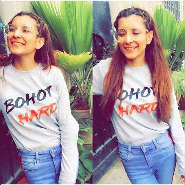 Heather Grey Bohot Hard Cotton Printed T - shirt For Womens - DENIMS - Tops & T - Shirts - 