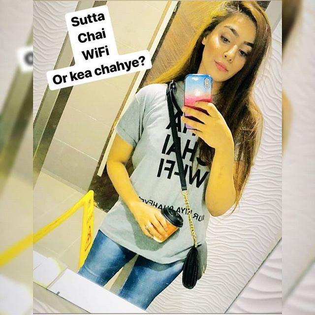 Heather Grey Sutta Chai Wifi Aur Kya Chaye Printed T - Shirt For Women - DENIMS - Tops & T - Shirts - 