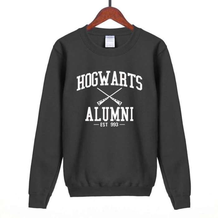 Hogwarts Stylish Black Printed Sweatshirt For Women - DENIMS - Hoodies & Sweatshirts - 