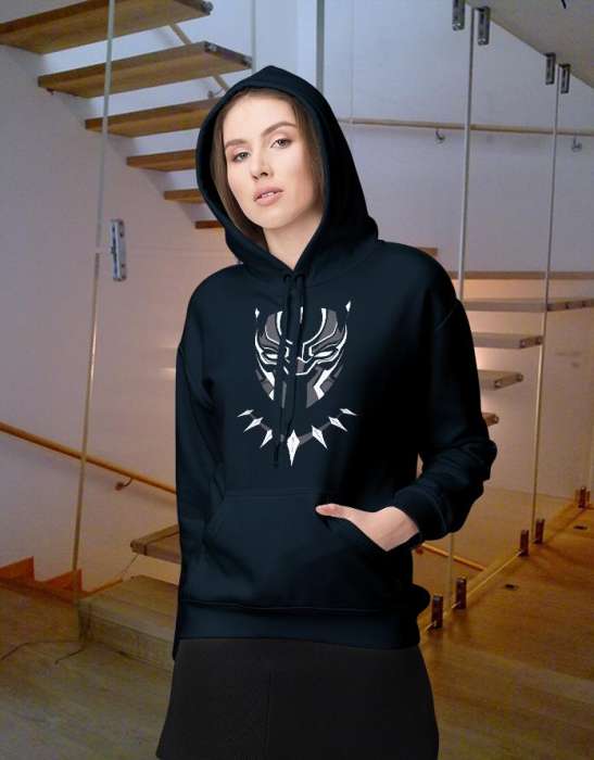 Hoodie For Women Black Pantwomens Mask Printed Women s Hoodie - DENIMS - Hoodies & Sweatshirts - 