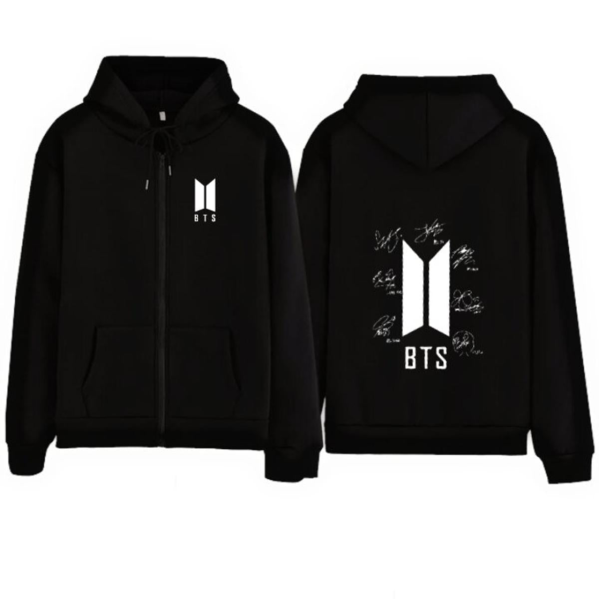 Hoodie Trendy Stylish Casual Fashionable BTS BOOK FRONT Print In black zipper - DENIMS - Hoodie & Sweatshirt - 
