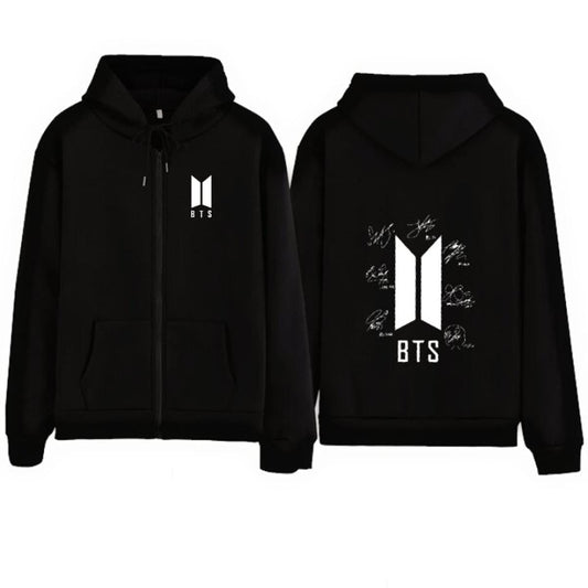 Hoodie Trendy Stylish Casual Fashionable BTS BOOK FRONT Print In black zipper - DENIMS - Hoodie & Sweatshirt - 
