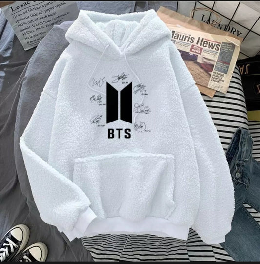 Hoodie Trendy Stylish Casual Fashionable BTS BOOK FRONT Print In White zipper - DENIMS - Hoodie & Sweatshirt - 