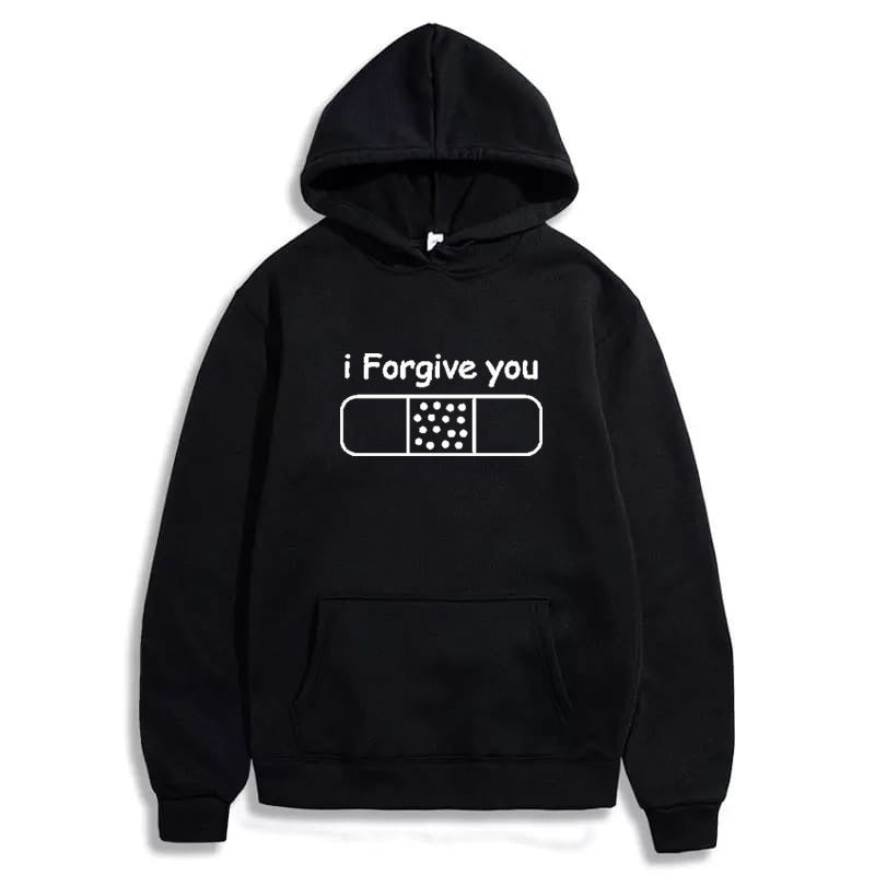 I Forgive You Printed Fleece Full Sleeves Pull Over Hoodie For Women - DENIMS - Hoodies & Sweatshirts - 