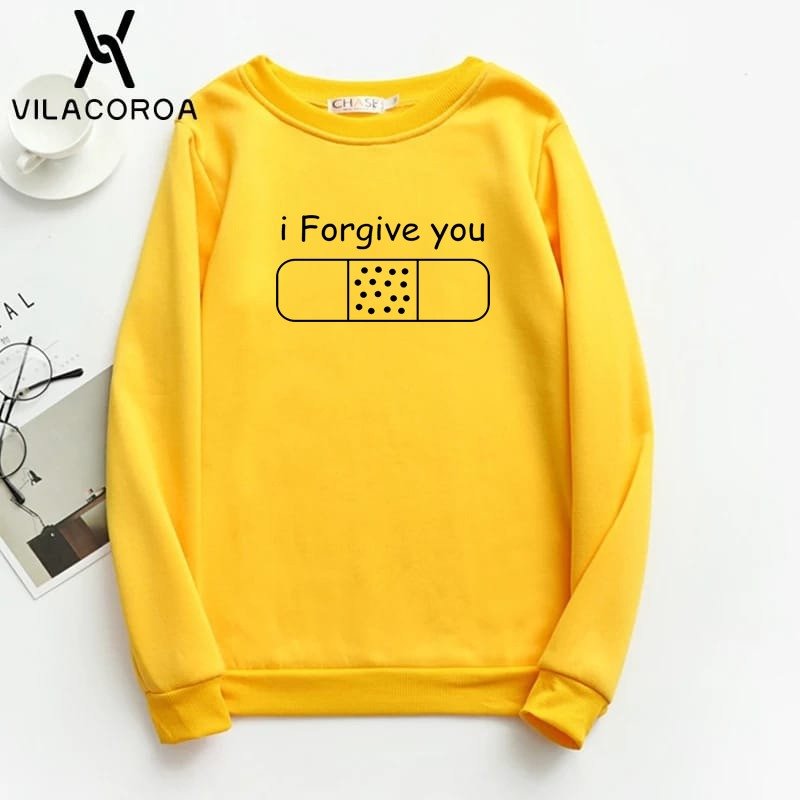 I Forgive You Printed Fleece Full Sleeves Pull Over Sweatshirt For Women - DENIMS - Hoodies & Sweatshirts - 