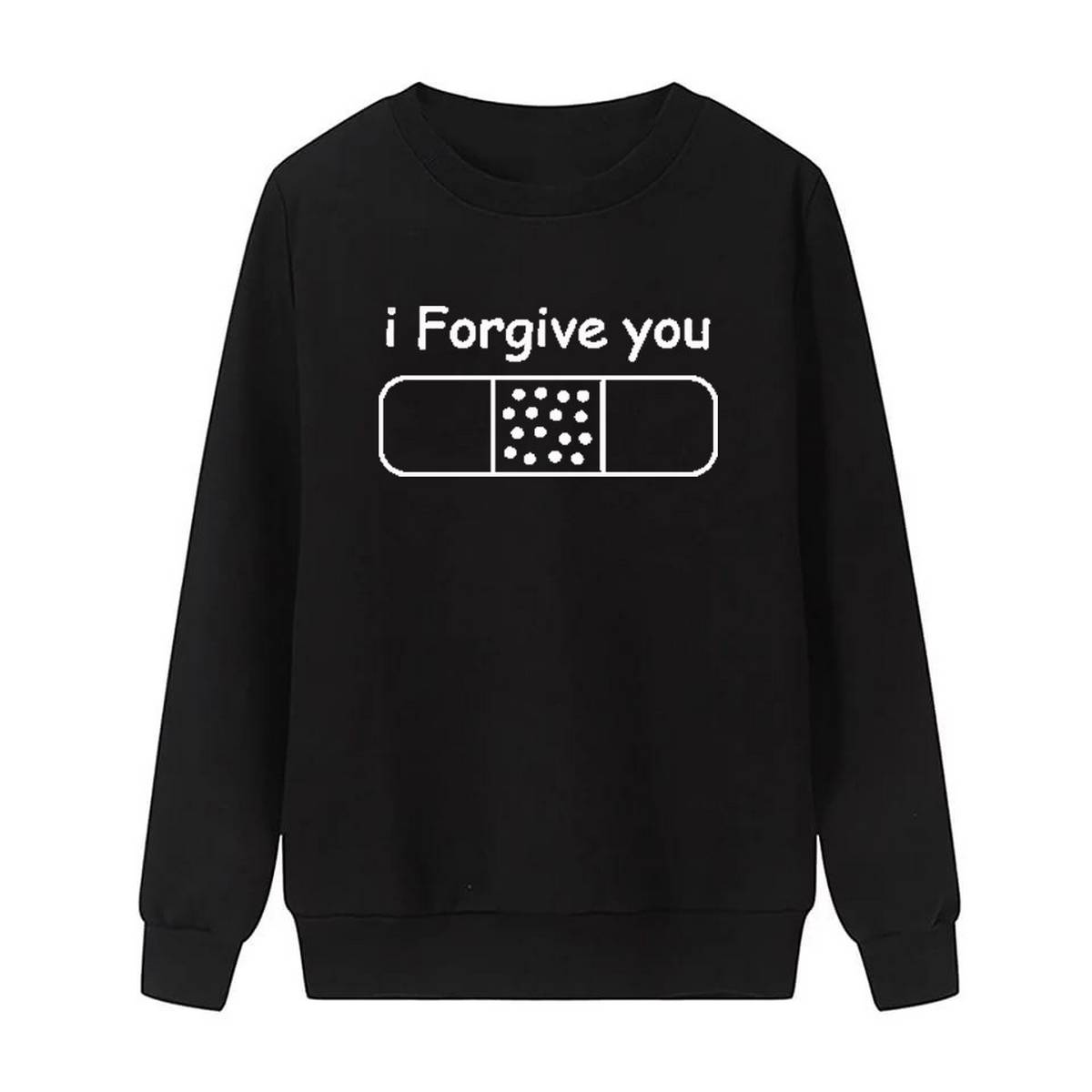 I Forgive You Printed Fleece Full Sleeves Pull Over Sweatshirt For Women - DENIMS - Hoodies & Sweatshirts - 