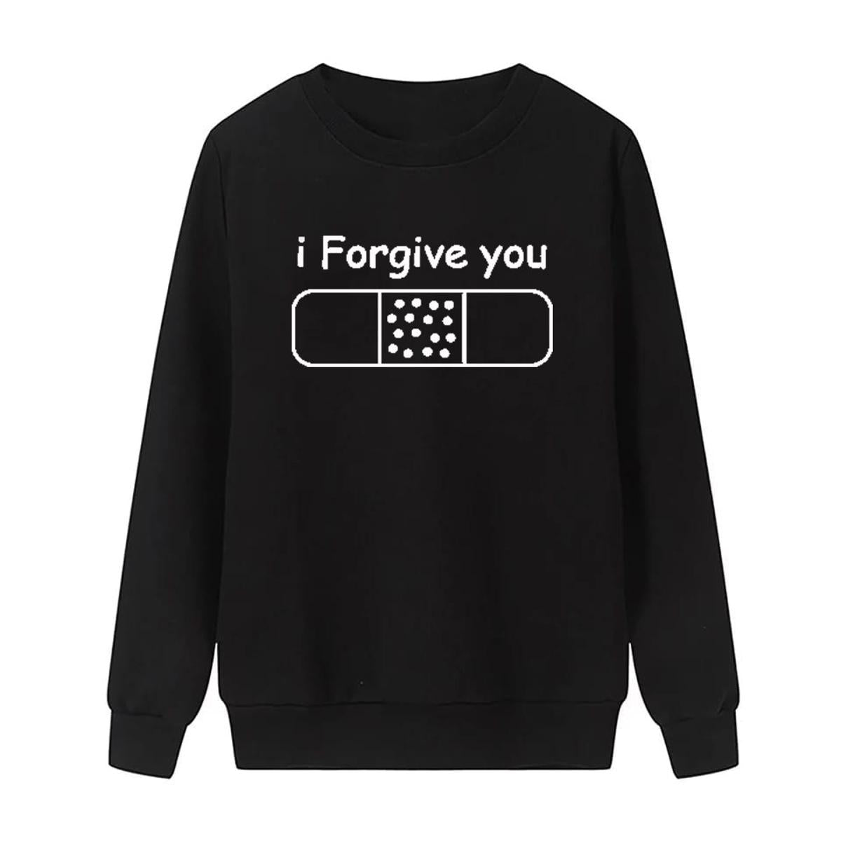 I Forgive You Printed Fleece Full Sleeves Pull Over Sweatshirt For Women - DENIMS - Hoodies & Sweatshirts - 