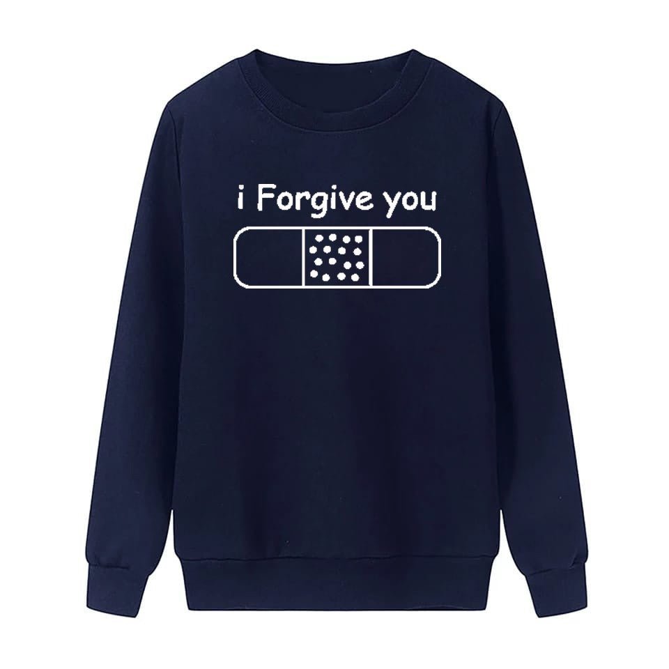 I Forgive You Printed Fleece Full Sleeves Pull Over Sweatshirt For Women - DENIMS - Hoodies & Sweatshirts - 