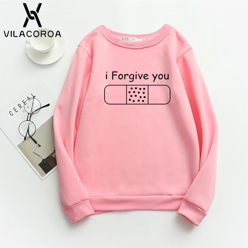 I Forgive You Printed Fleece Full Sleeves Pull Over Sweatshirt For Women - DENIMS - Hoodies & Sweatshirts - 
