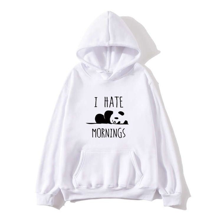 I Hate Morning Fleece Full Sleeves Pull Over Hoodie For Women - DENIMS - Hoodies & Sweatshirts - 