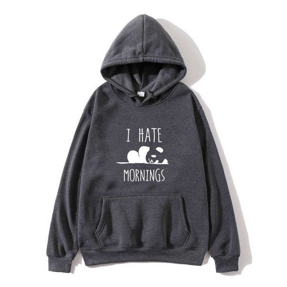 I Hate Morning Fleece Full Sleeves Pull Over Hoodie For Women - DENIMS - Hoodies & Sweatshirts - 
