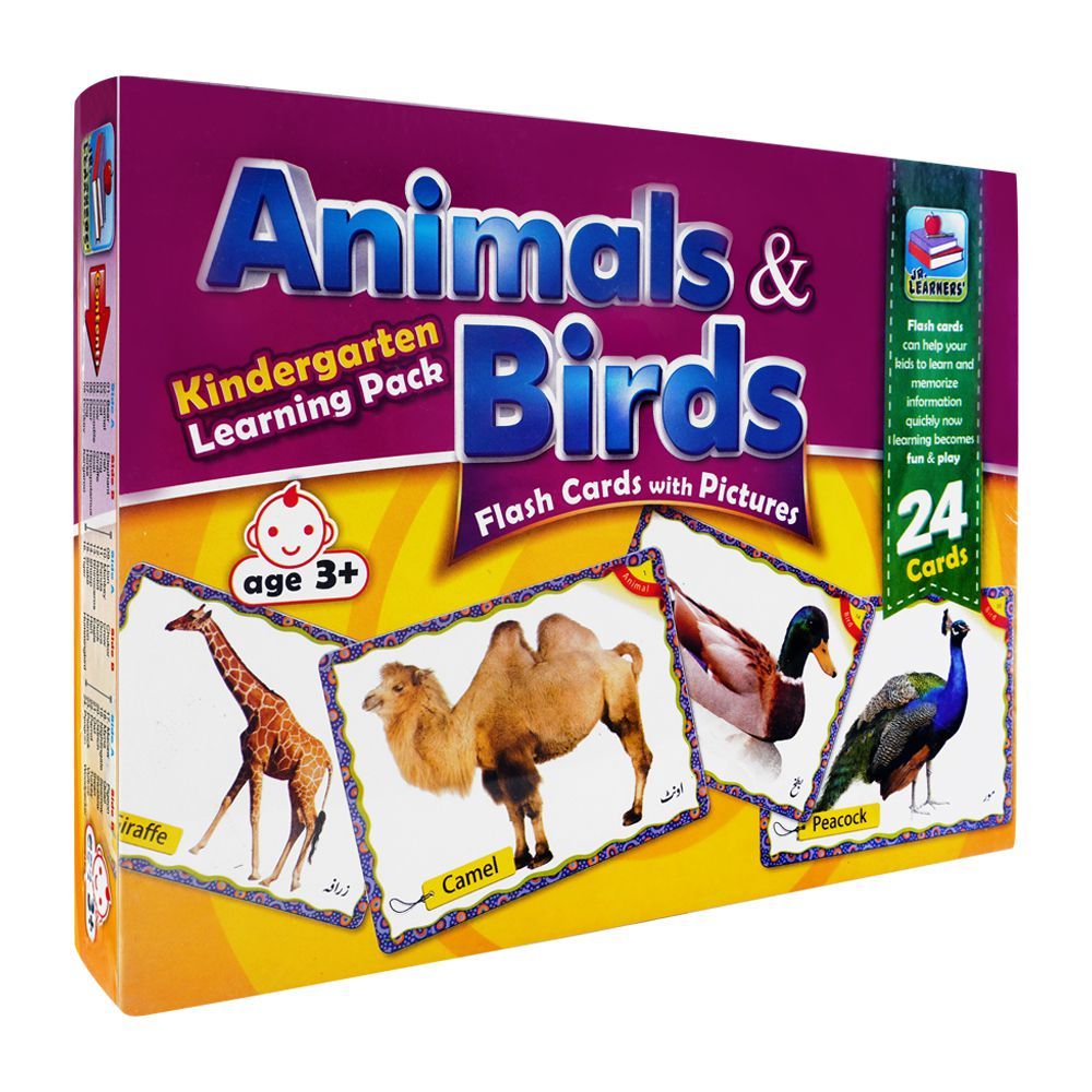 Jr. Learners Flash Card With Pictures Large Animals & Birds, For 3+ Years - DENIMS - Educational Toys - 