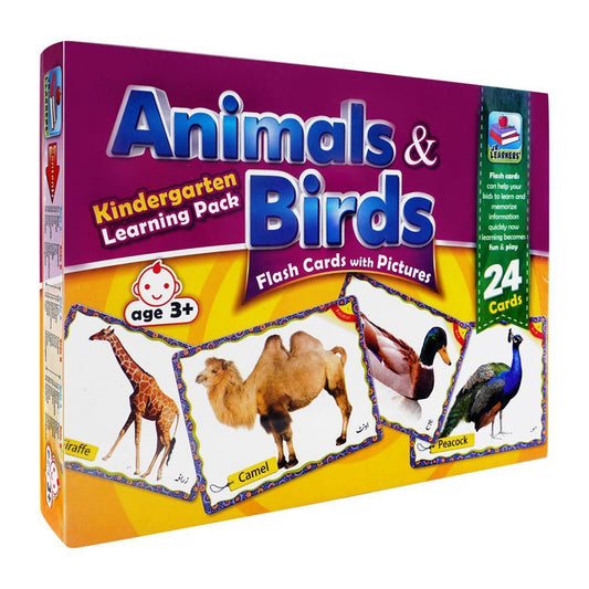 Jr. Learners Flash Card With Pictures Large Animals & Birds, For 3+ Years - DENIMS - Educational Toys - 