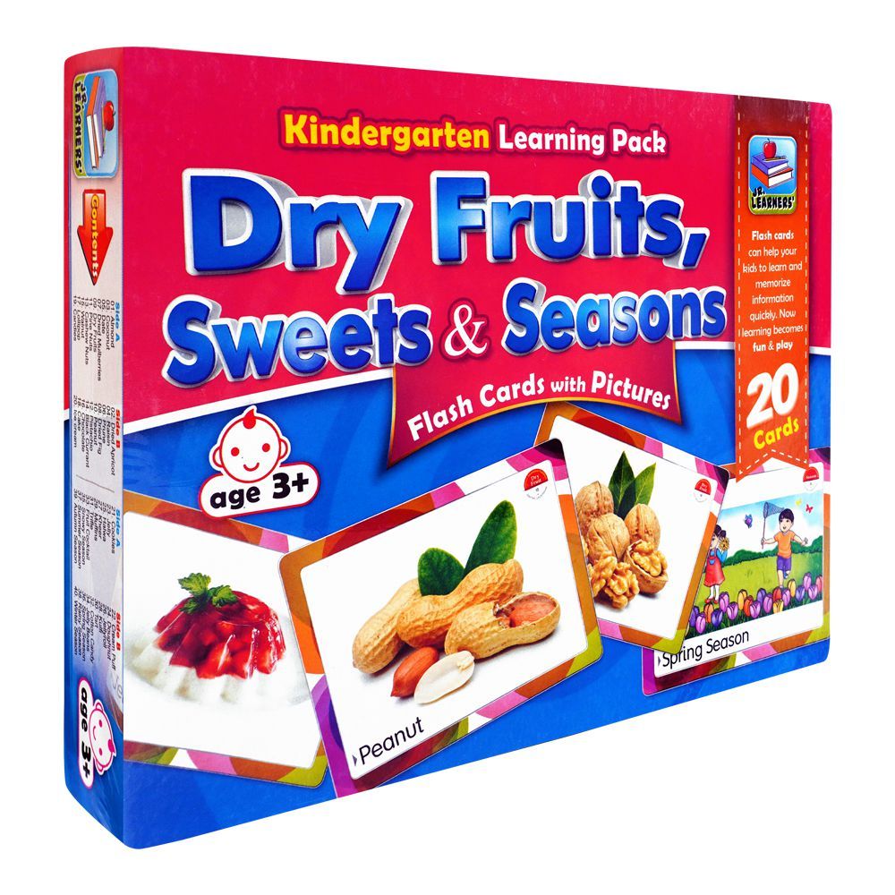 Jr. Learners Flash Card With Pictures Large Dry Fruits, Sweets & Seasons, For 3+ Years - DENIMS - Educational Toys - 