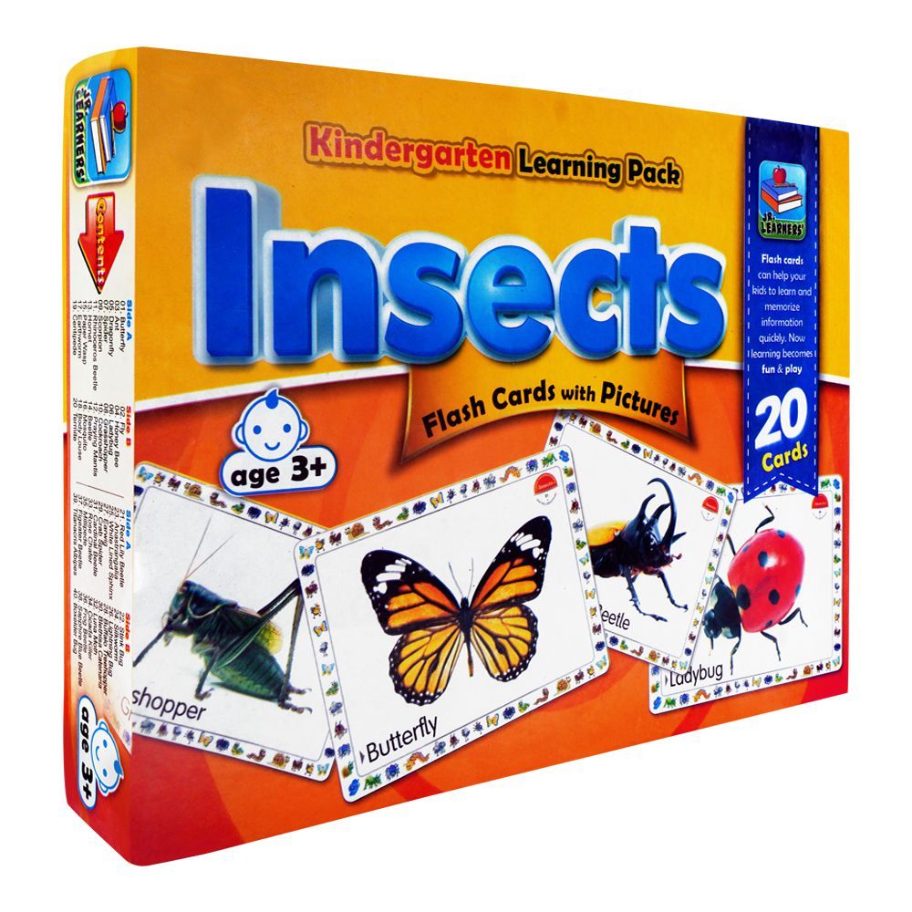 Jr. Learners Flash Card With Pictures Large Insects, For 3+ Years - DENIMS - Educational Toys - 