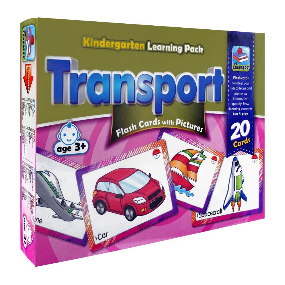 Jr. Learners Flash Card With Pictures Large Transport, For 3+ Years - DENIMS - Educational Toys - 